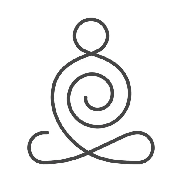 Människan Gör Övningar Meditation Och Yogarelaterad Linjeikon — Stock vektor