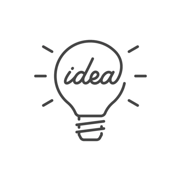 Lâmpada Simples Iluminada Com Inscrição Ideia Sobre Fundo Branco — Vetor de Stock