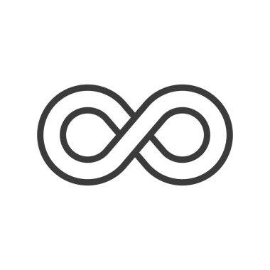 Ednless çizgi simgesi. Siyah yaratıcı eğri matematik sonsuzluk işareti beyaz arkaplanda izole.