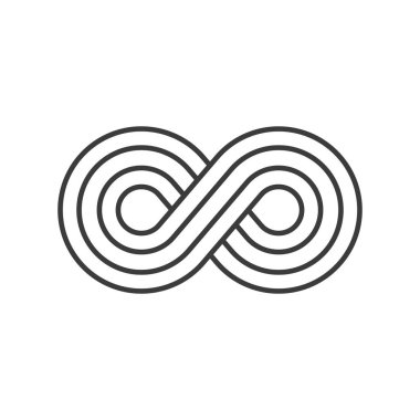 Ednless çizgi simgesi. Siyah yaratıcı eğri matematik sonsuzluk işareti beyaz arkaplanda izole.