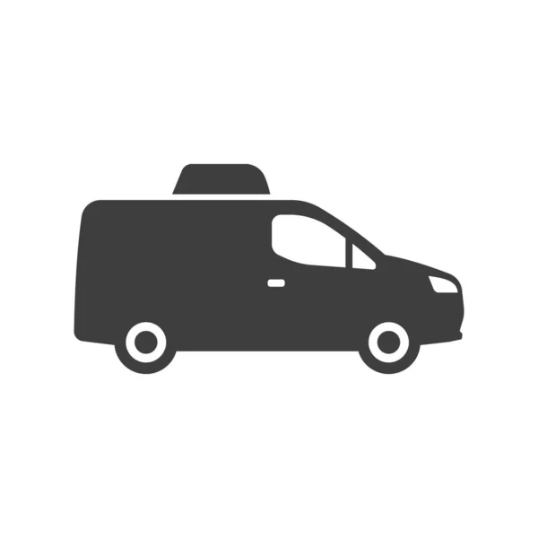 Icône Camion Livraison Pictogramme Noir Réfrigérateur — Image vectorielle