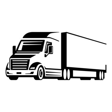 Teslimat kamyonu logosu tasarım şablonu. Ulaşım aracı amblemi. Vektör illüstrasyonu.