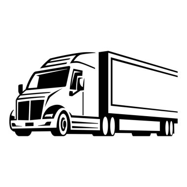 Teslimat kamyonu logosu tasarım şablonu. Ulaşım aracı amblemi. Vektör illüstrasyonu.