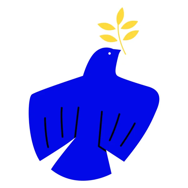 Stilisierte Taube Mit Olivenzweig Fliegender Vogel Der Freiheit Symbol Des — Stockvektor