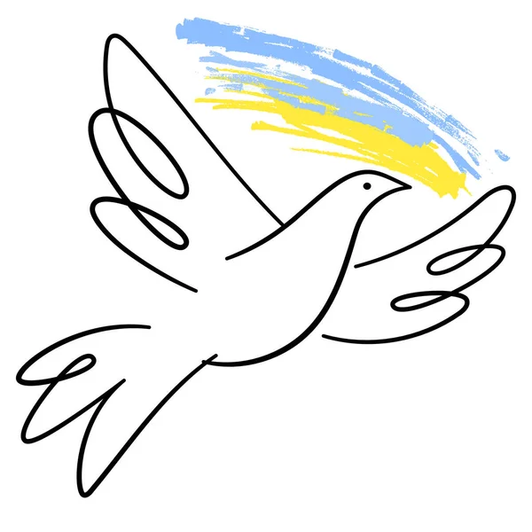 Творческий Летающий Голубь Украинским Флагом Символ Мира Свободы Белом Фоне — стоковый вектор