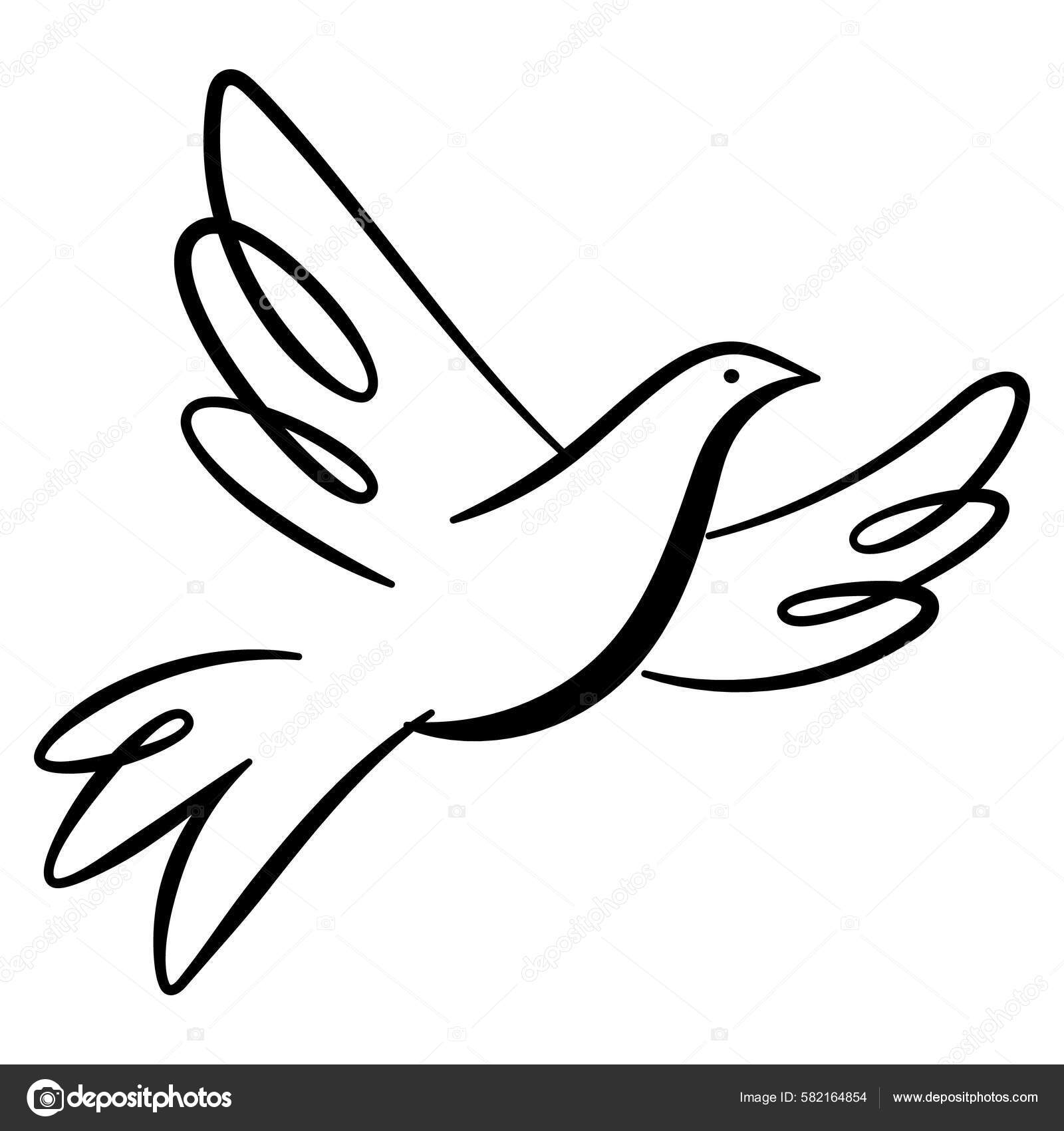 Desenho Criativo Ilustração Pomba Ícone Pássaro Linear Símbolo Paz Liberdade  Vetor de stock de ©olimpvector 582164854, image size:1600x1700