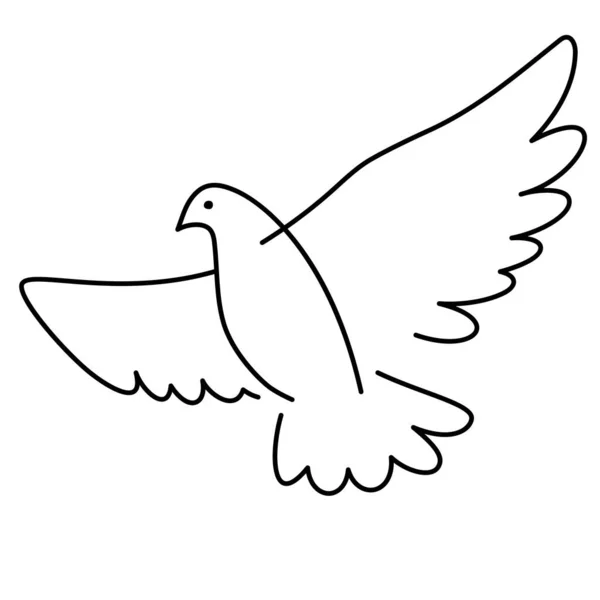 Δημιουργική Απεικόνιση Περιστέρι Περίγραμμα Γραμμική Εικόνα Πουλιού Σύμβολο Ειρήνης Και — Διανυσματικό Αρχείο