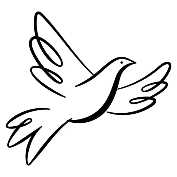 Esquema Creativo Ilustración Paloma Icono Pájaro Lineal Símbolo Paz Libertad — Vector de stock