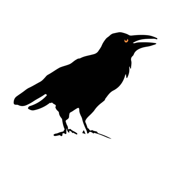 Силуэт Вороны Иллюстрация Изображением Жуткой Птицы Хэллоуин — стоковый вектор
