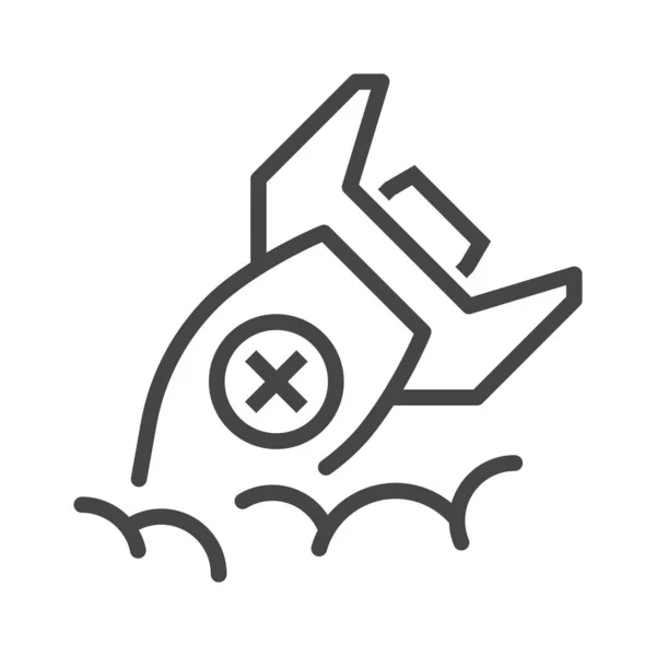 Crashed Rocket Icon Startup Failure Concept Vector Illustration — Vettoriale Stock