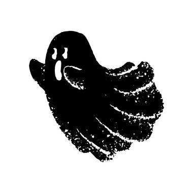 Spooky graphic ghost illustration. Funny ghost silhouette.