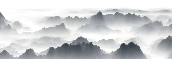 mountains in the fog