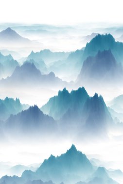 Dağları ve bulutları olan güzel bir manzara