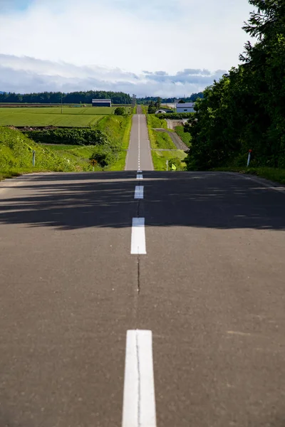 Estrada Reta Que Continua Longe — Fotografia de Stock
