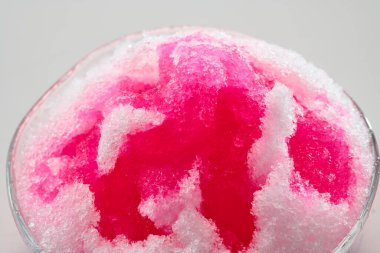Shaved ice with lots of delicious syrup when eaten in hot summer