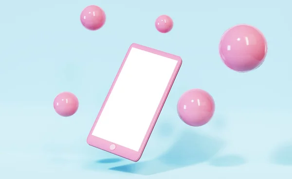 Minimale Smartphone Geïsoleerd Met Abstracte Vormen Pastelkleuren Destructie — Stockfoto