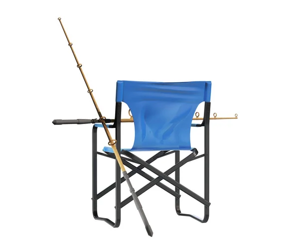Fisher Seat Folding Chair Fishing Pole Isometric Camping Objects Scenes — Stock Photo, Image