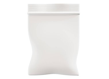 Boş folyo plastik beyaz kahve çanta beyaz arka plan üzerinde izole. Ambalaj şablon mockup koleksiyonu. 3D render. Tasarımınız için hazır. 3D render