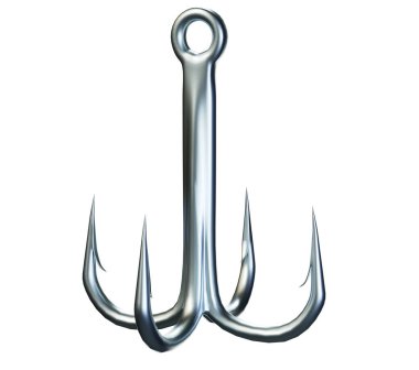 Beyaz üzerine üç boyutlu olta.