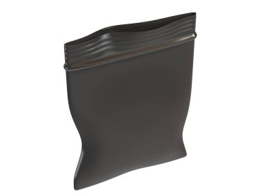 Boş folyo plastik beyaz kahve çanta beyaz arka plan üzerinde izole. Ambalaj şablon mockup koleksiyonu. 3D render. Tasarımınız için hazır. 3D render