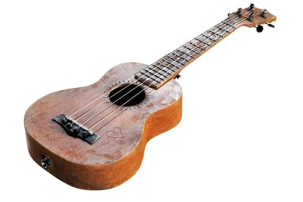 Houten Traditionele Sopraan Ukulele Maken Illustratie Geïsoleerd Witte Achtergrond — Stockfoto