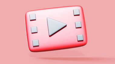 Sinema oynatma simgesi izole edildi. 3d oluşturma