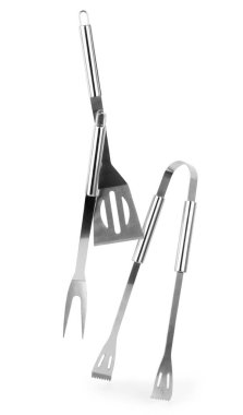 Beyaz arkaplanda izole edilmiş B-B-Q araçları