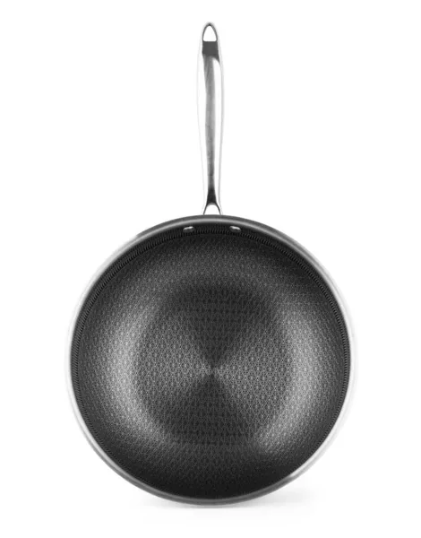 Big Professional Frying Pan Wok Isolated White Background — 스톡 사진