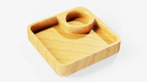 Renderowanie Piękny Pusty Drewniany Stolik Taca Produkty Nakładka Makieta Szablon — Zdjęcie stockowe