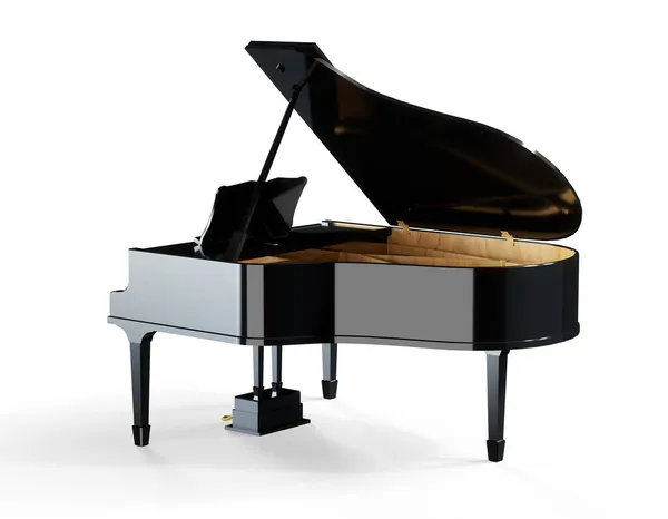 Fortepian Grand Piano Percussion Music Instrument Izolowany Białym Tle Renderowania — Zdjęcie stockowe