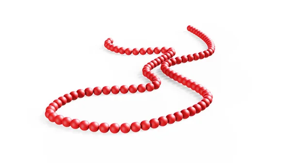 Háttér Piros Műanyag Gyöngyök Egy Átlátszó Horgászzsinór Gyöngyök Függőleges Hullámban — Stock Fotó
