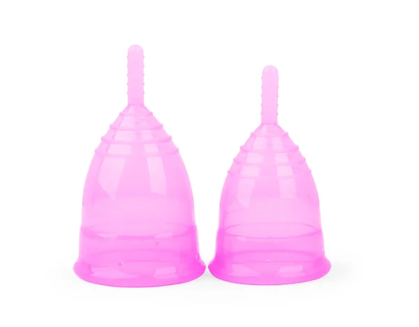 Rózsaszín Lila Menstruációs Csésze Elszigetelt Fehér Alapon — Stock Fotó