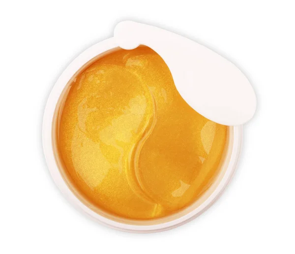 Hydrogel Golden Cosmetic Eye Patch Jar Cosmetic Product Skin Patches — Stock Photo, Image