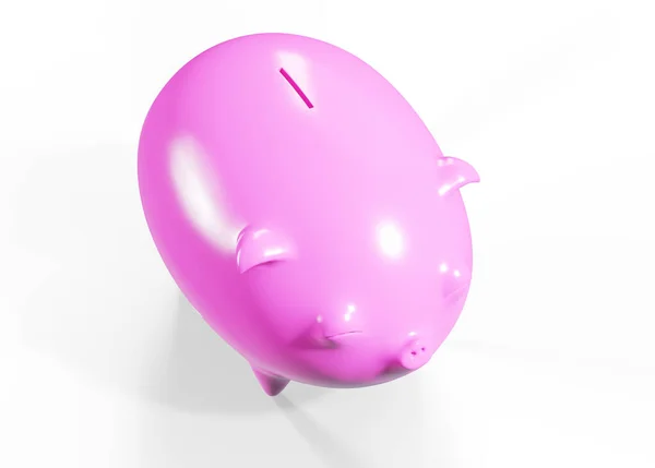 Roze Spaarvarken Met Goudpercentage Geïsoleerd Witte Achtergrond Illustratie Weergeven — Stockfoto