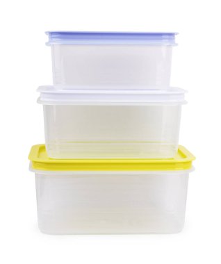 Siyah Plastik yiyecek konteynırının kapağı beyaz zemin üzerinde kırpma yolu ile