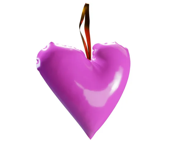 Růžové Srdce Ikona Ilustrace Vykreslení — Stock fotografie