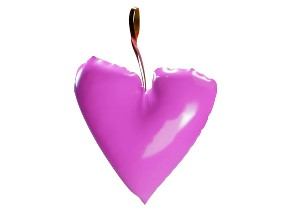 Corazón Rosa Icono Ilustración Render — Foto de Stock