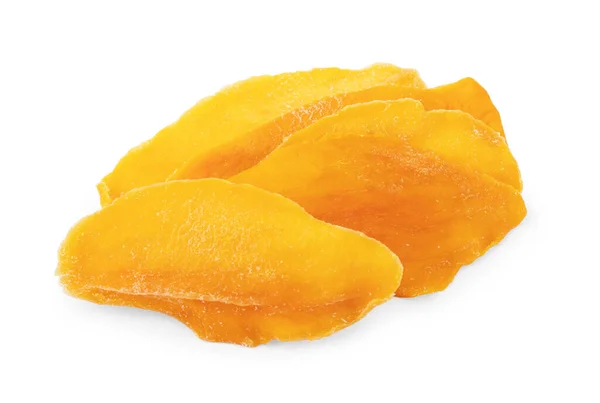 Kurutulmuş Mango Beyaz Tabakta Yatıyordu — Stok fotoğraf
