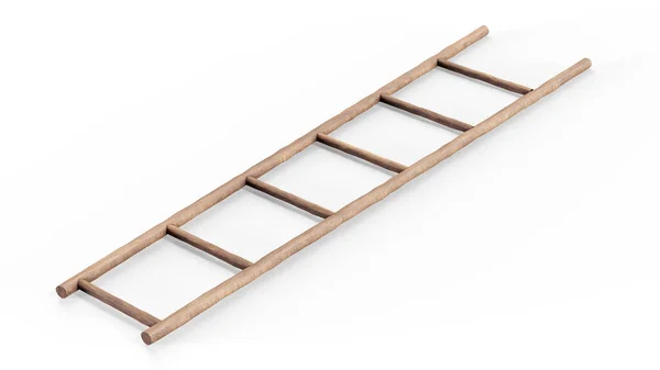 Wooden Ladder White Wall Render — Φωτογραφία Αρχείου
