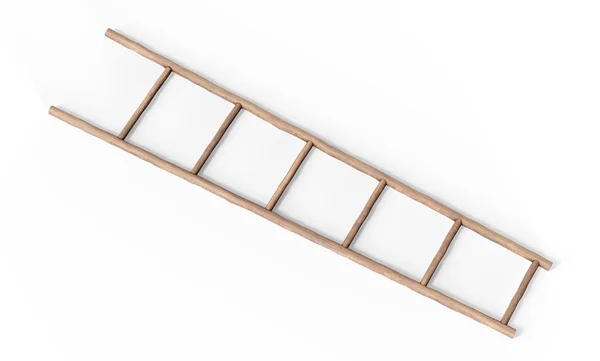 白い壁の3Dレンダリングの近くの木製のはしご — ストック写真