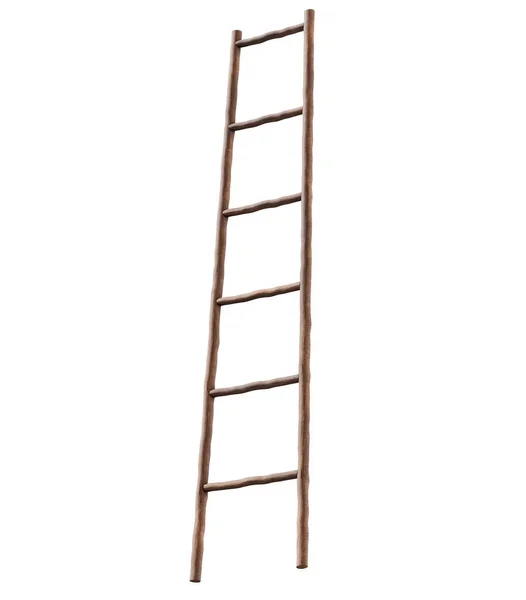 Wooden Ladder White Wall Render — Stock Photo, Image