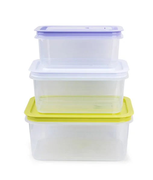 Zwarte Plastic Voedselcontainer Met Deksel Witte Achtergrond Met Knippad — Stockfoto