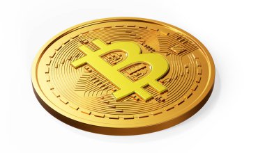 Altından Bitcoin panolarının 3B görüntüsünü kapat