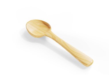 3D görüntüleme. Kesme yolu beyaz arkaplanda izole edilmiş metal kaşığın üst görünümü.