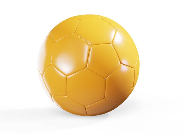 Balón Fútbol Dorado Aislado Sobre Fondo Blanco Render —  Fotos de Stock