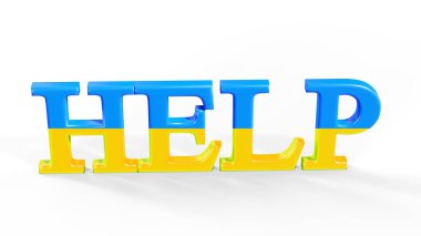 Ukrayna 'daki savaşı durdurun, yazıt. Beyaz arkaplanda 3B görüntüleme izole edildi