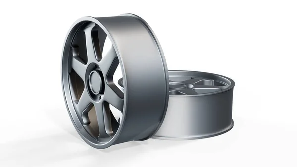 白い背景に隔離された車の車輪3Dレンダリング — ストック写真