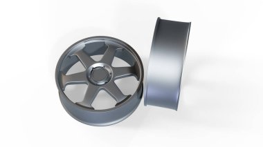 Araç tekerlekleri beyaz arkaplanda izole edildi 3d oluşturma