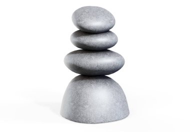Meditasyon taşlarla görüntünün kavramsal. Bu bir 3d render örnektir