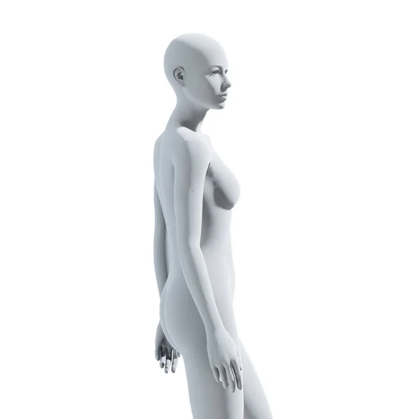 白い背景に白い肌の白い無色の女性の顔 3Dレンダリング — ストック写真